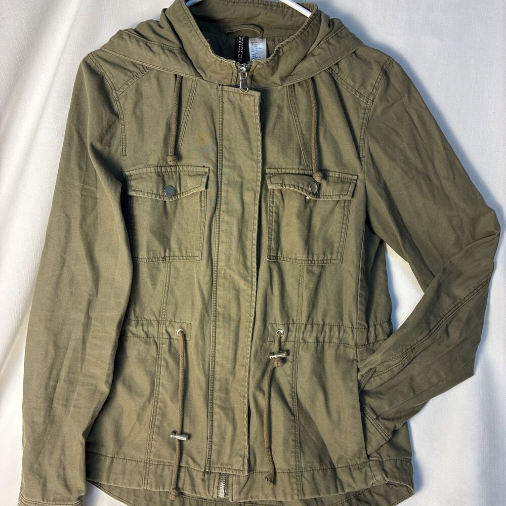 H&M Field Jacket Utility Hooded Khaki Green size 6